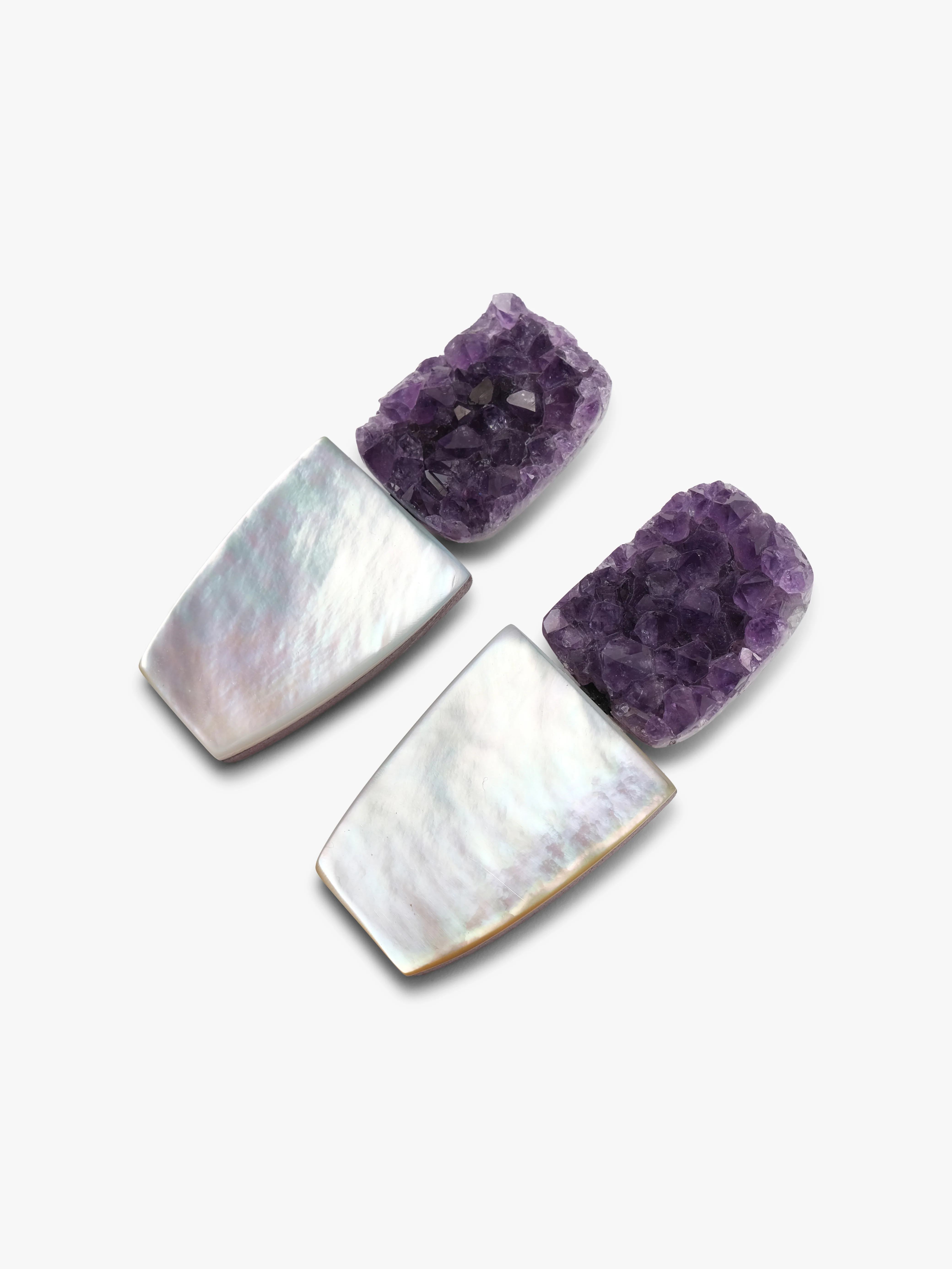 Earrings: amethyst, mother of pearl, amaranth - Image 3