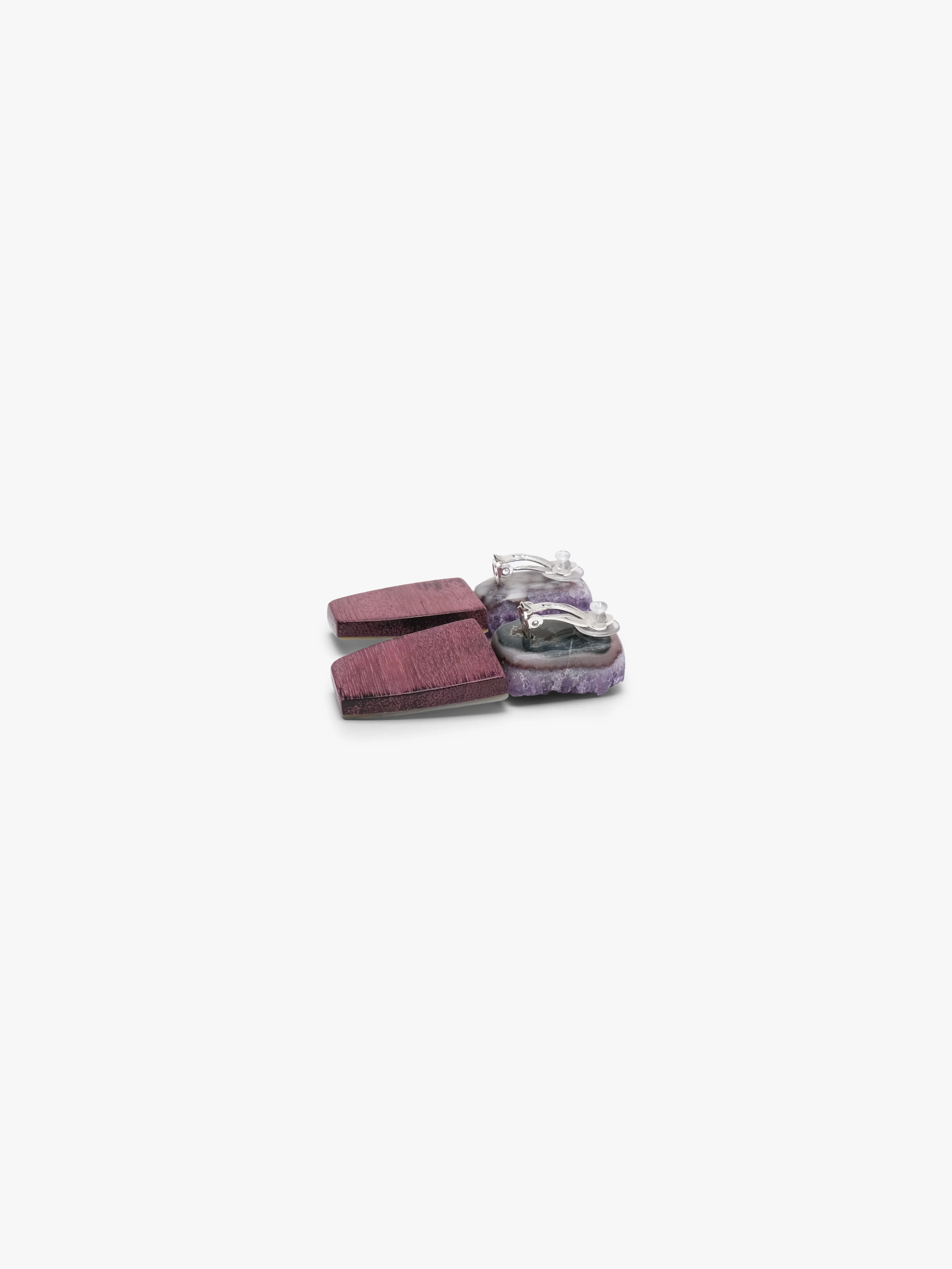 Earrings: amethyst, mother of pearl, amaranth - Image 4