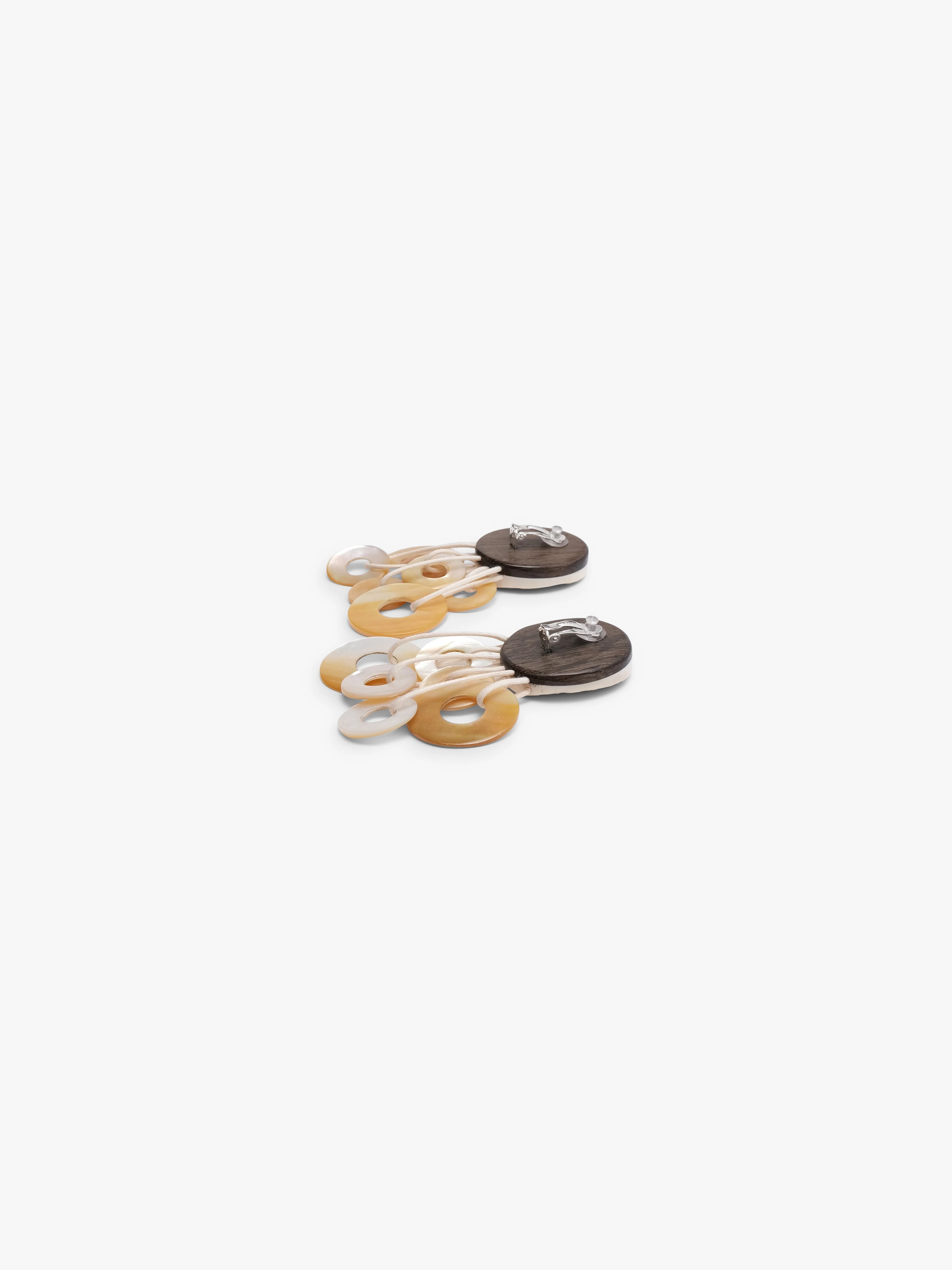Earrings: mother of pearl, antler, bog oak, - Image 3