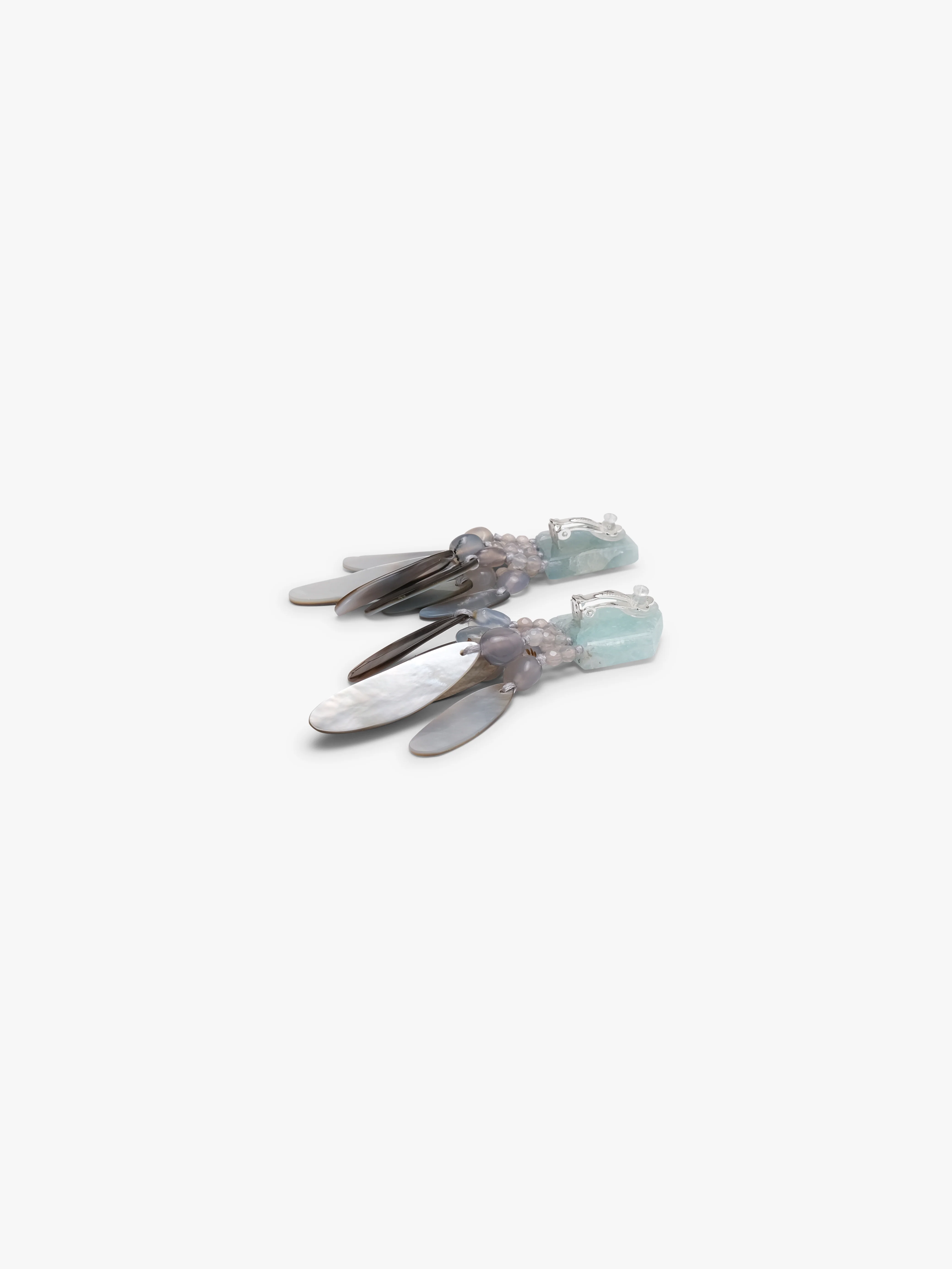 Earrings: aquamarine, mother of pearl, agate - Image 3