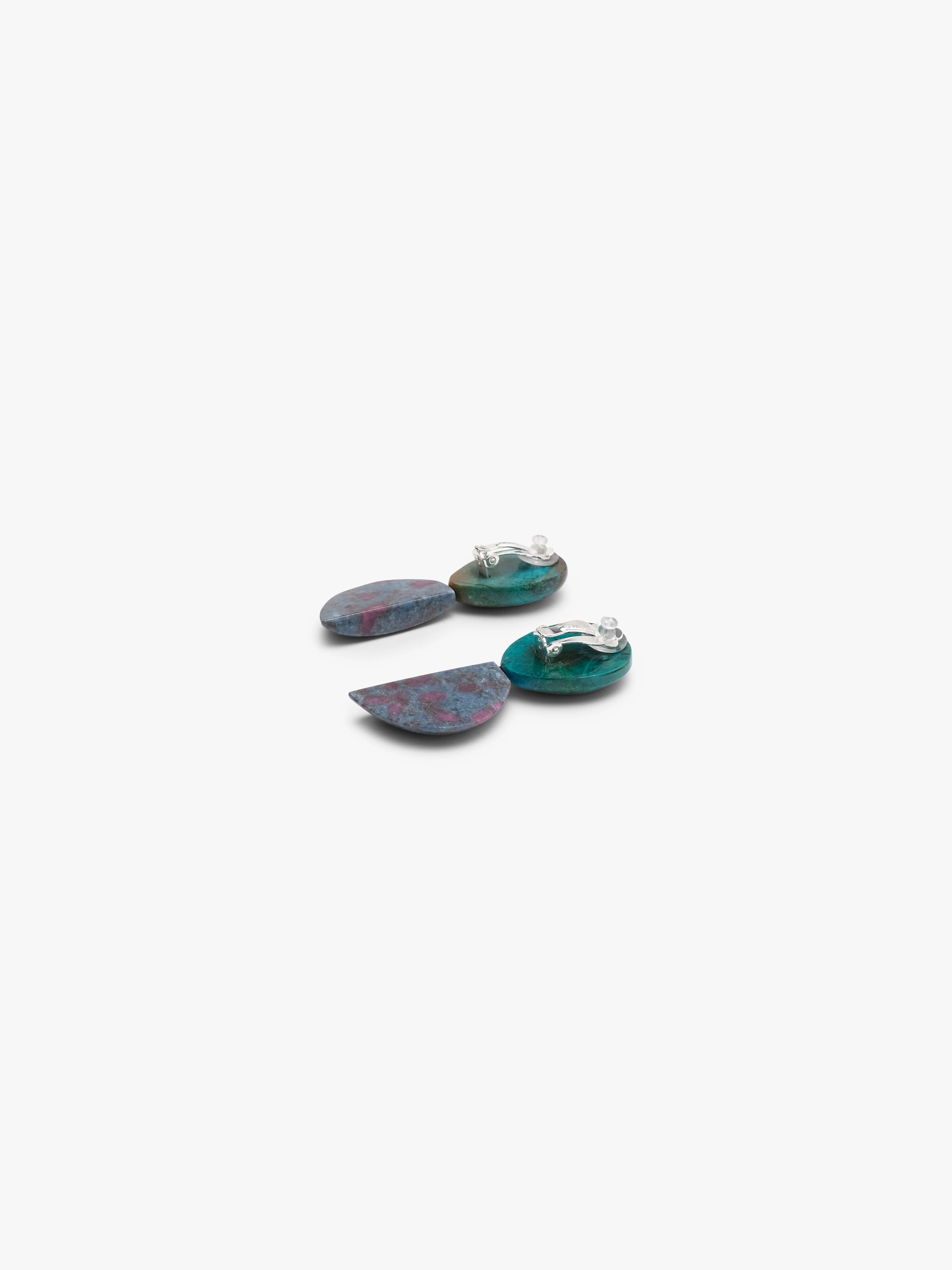 Earrings: chrysocolla, ruby - Image 2