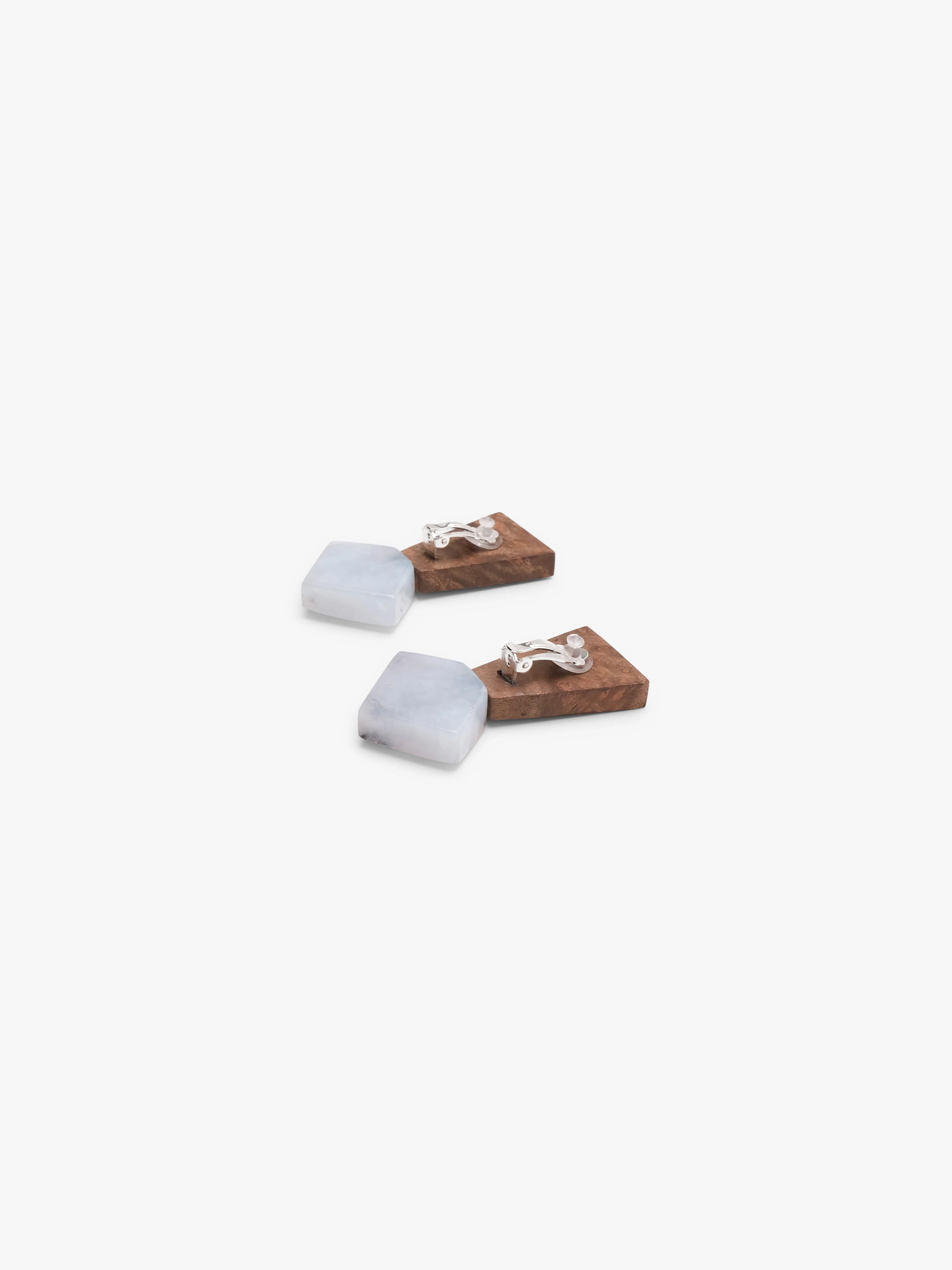 Earrings: dendritic opal, briar wood - Image 3