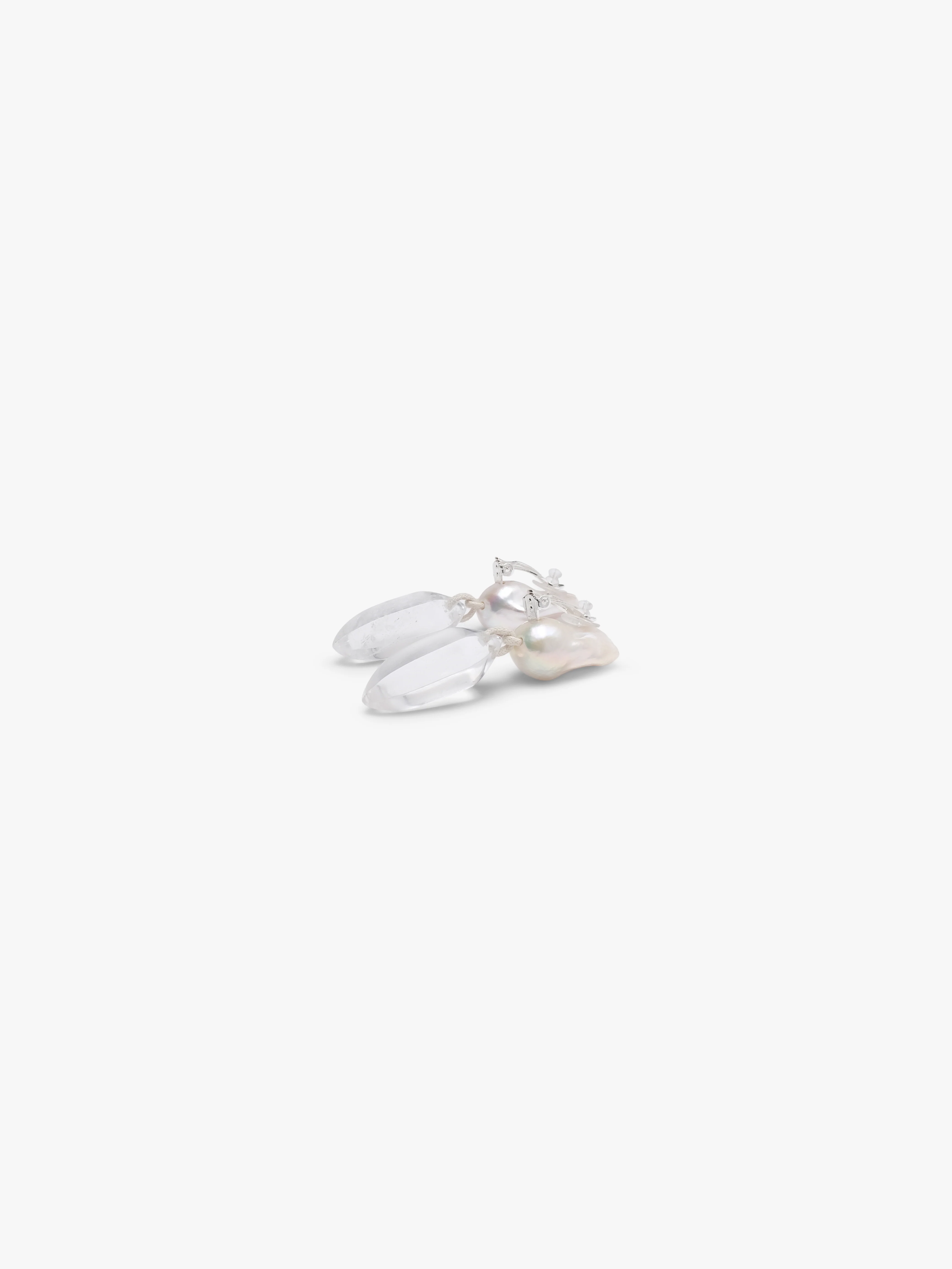Earrings: mountain crystal, baroque pearls - Image 4