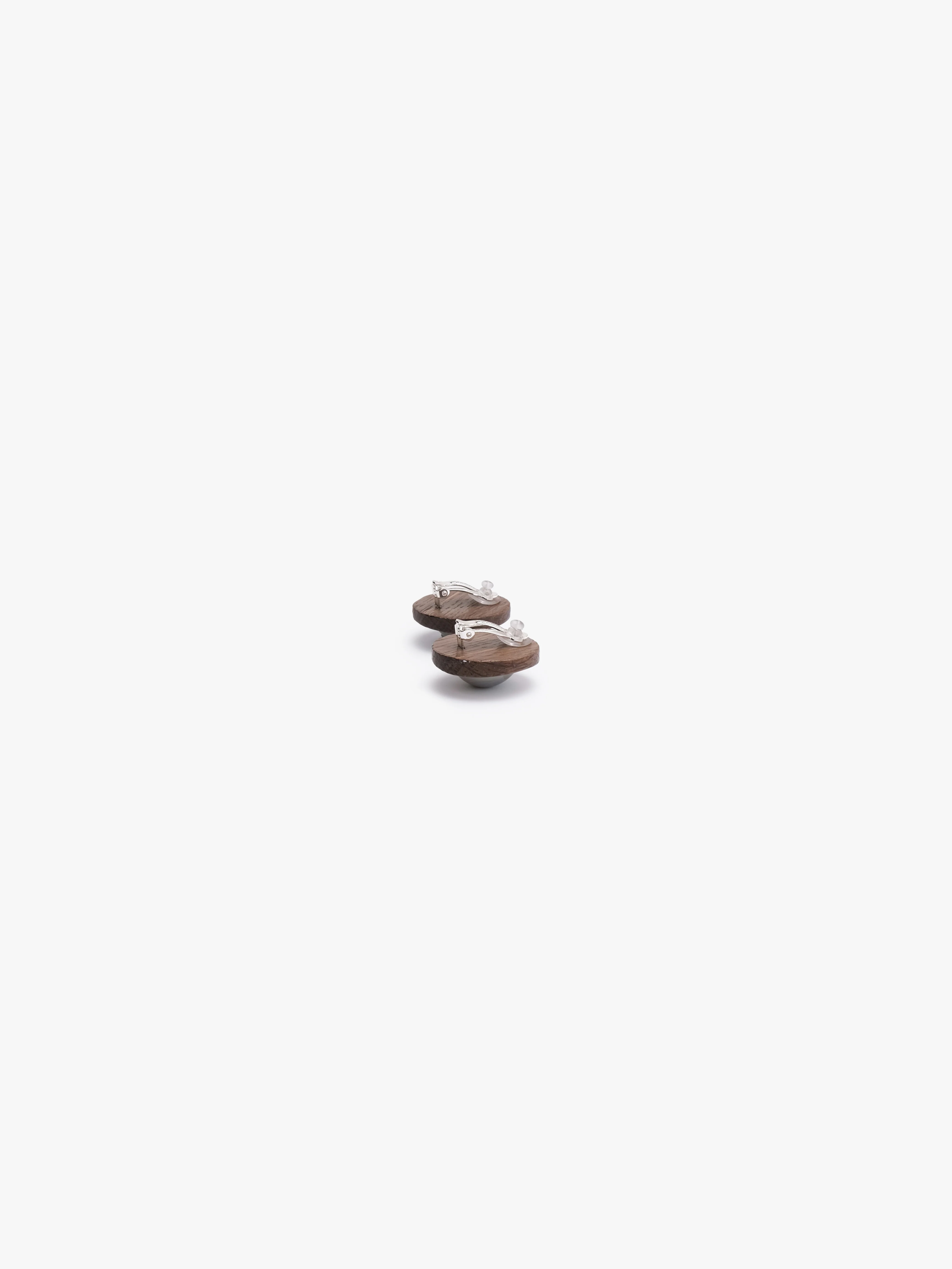 Earrings: Mabé pearl, bog oak - Image 6