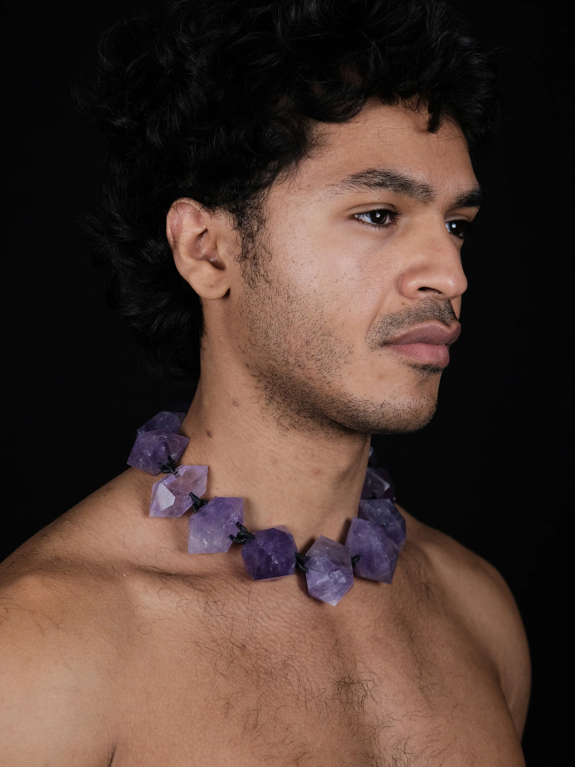 Necklace: amethyst, leather - Image 6