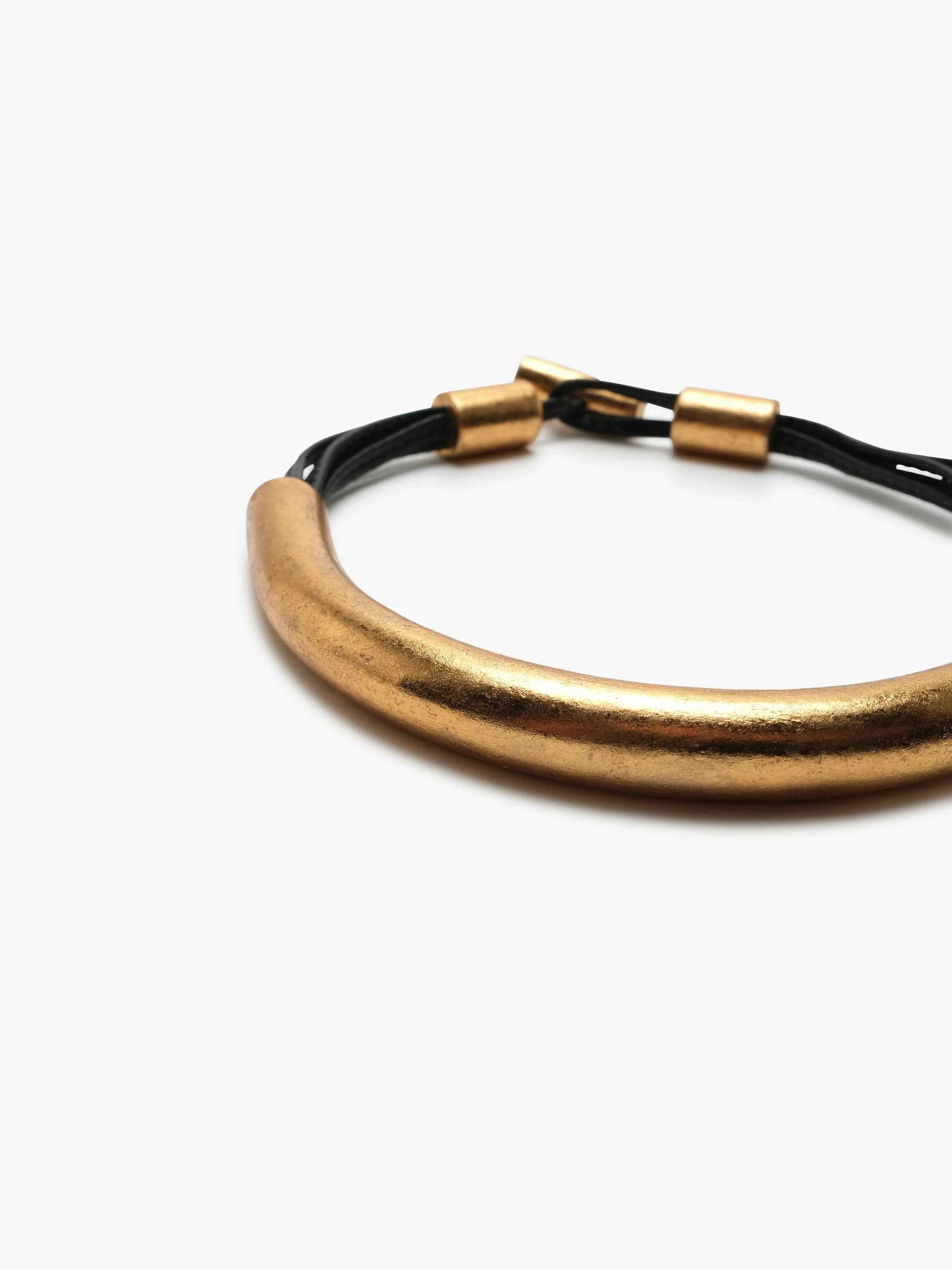 Canberry necklace: acrylic, goldfoil, leather - Image 3