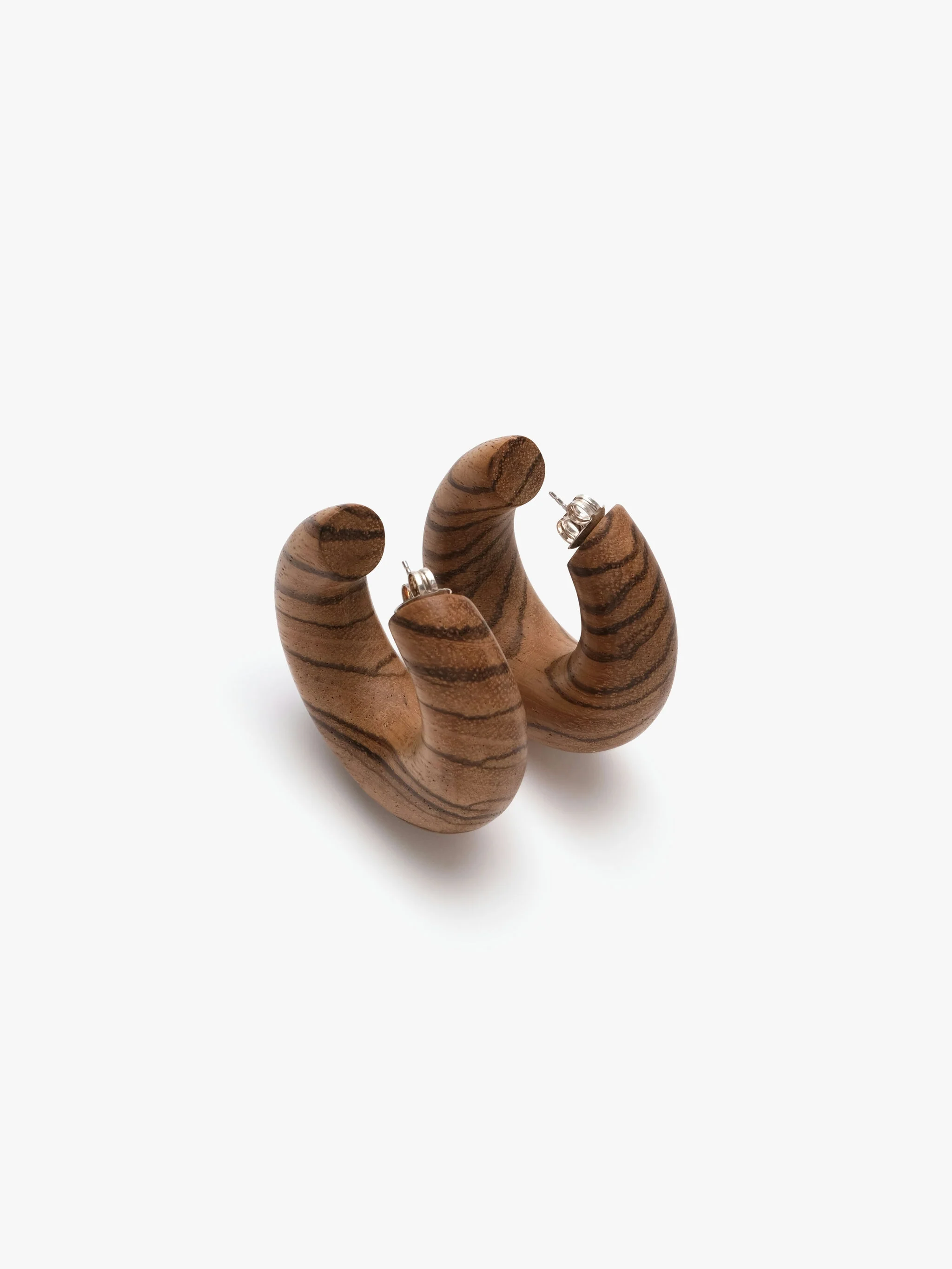 Orbis pin earrings: zebrano wood - Image 5