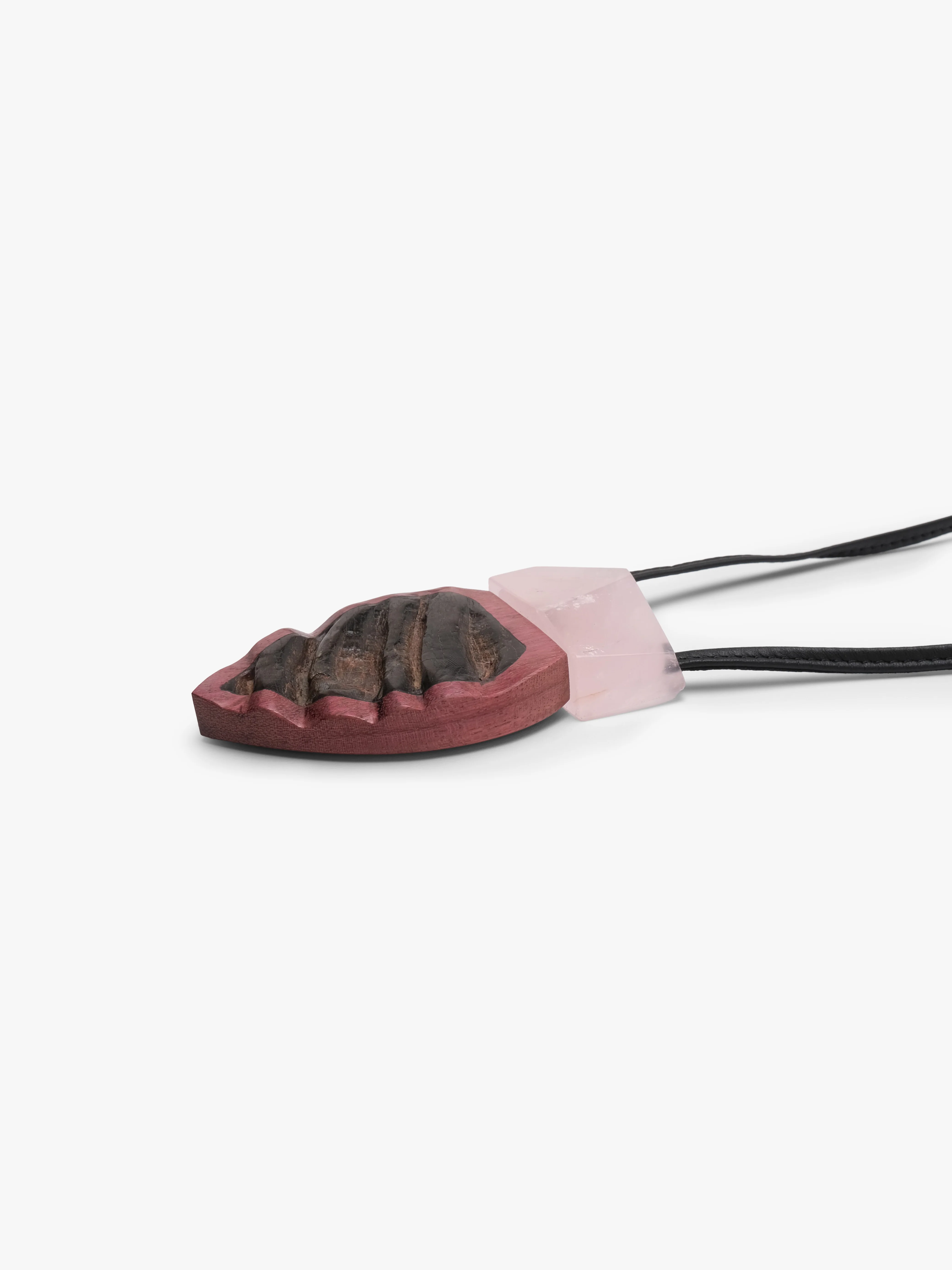 Pendant: horn, rosequartz, amaranth - Image 6