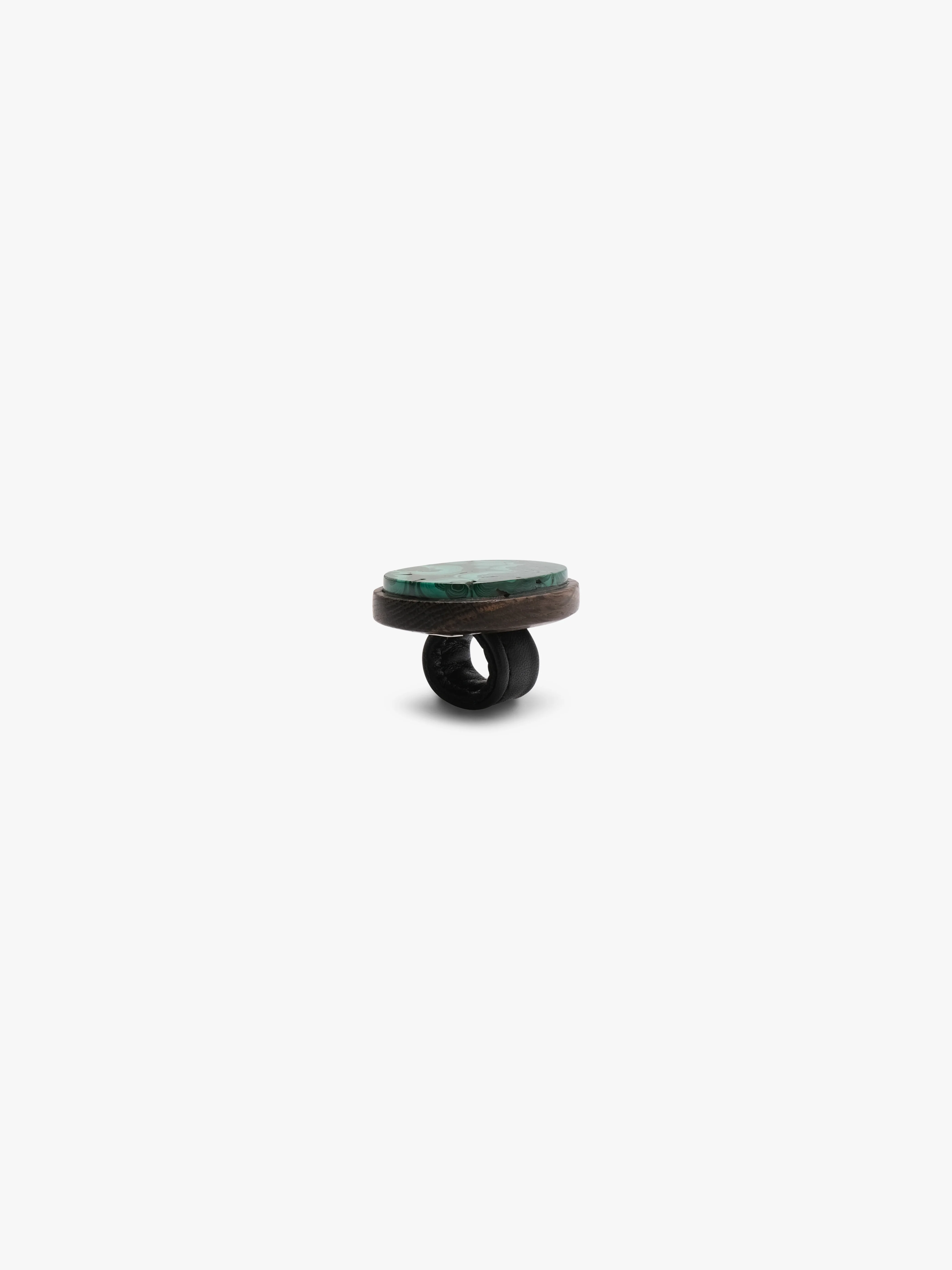 Ring: malachite, bog oak, leather - Image 5